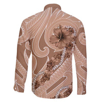 Hawaii Brown Hibiscus Pikake Lei Family Matching Tank Maxi Dress and Hawaiian Shirt - Polynesian Pride