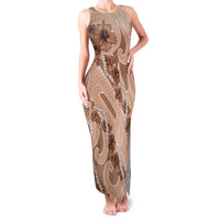 Hawaii Brown Hibiscus Pikake Lei Family Matching Tank Maxi Dress and Hawaiian Shirt - Polynesian Pride