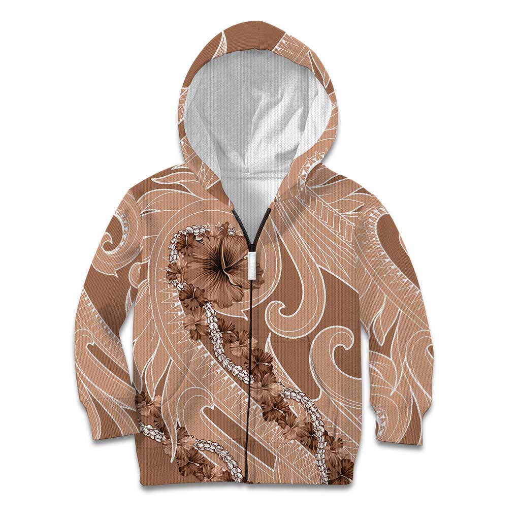 Hawaii Brown Hibiscus Pikake Lei Kid Hoodie - Polynesian Pride