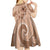 Hawaii Brown Hibiscus Pikake Lei Kid Short Sleeve Dress - Polynesian Pride