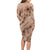 Hawaii Brown Hibiscus Pikake Lei Long Sleeve Bodycon Dress - Polynesian Pride
