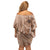 Hawaii Brown Hibiscus Pikake Lei Off Shoulder Short Dress - Polynesian Pride