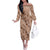 Hawaii Brown Hibiscus Pikake Lei Off The Shoulder Long Sleeve Dress - Polynesian Pride