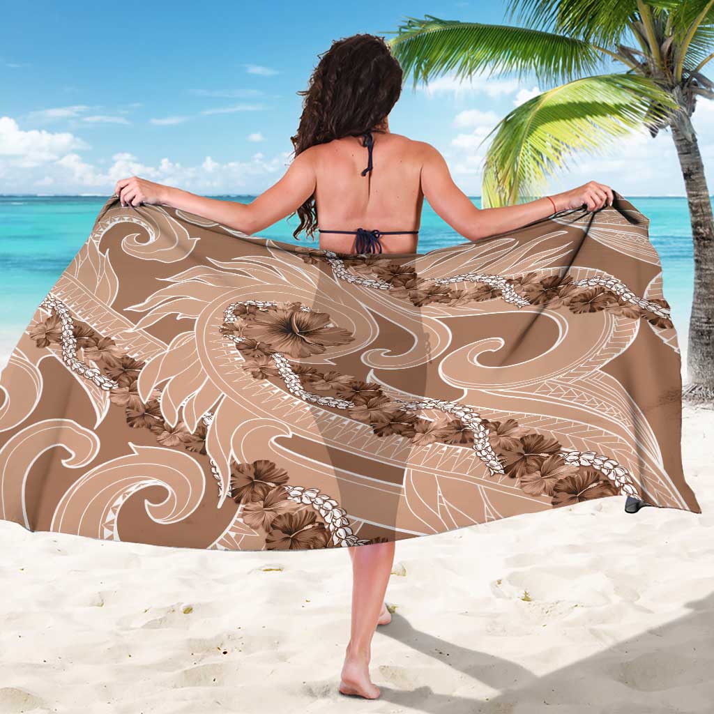 Hawaii Brown Hibiscus Pikake Lei Sarong - Polynesian Pride