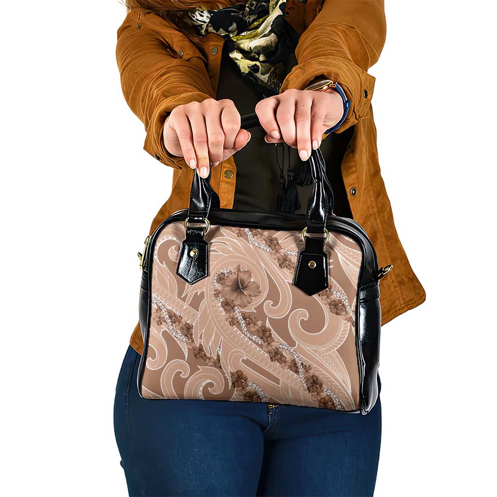 Hawaii Brown Hibiscus Pikake Lei Shoulder Handbag - Polynesian Pride