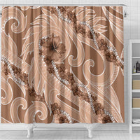 Hawaii Brown Hibiscus Pikake Lei Shower Curtain - Polynesian Pride