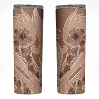 Hawaii Brown Hibiscus Pikake Lei Skinny Tumbler - Polynesian Pride