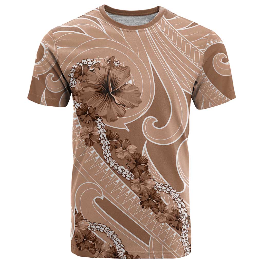 Hawaii Brown Hibiscus Pikake Lei T Shirt - Polynesian Pride