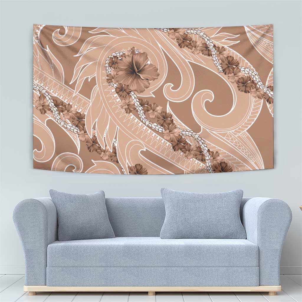 Hawaii Brown Hibiscus Pikake Lei Tapestry - Polynesian Pride