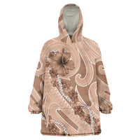 Hawaii Brown Hibiscus Pikake Lei Wearable Blanket Hoodie - Polynesian Pride
