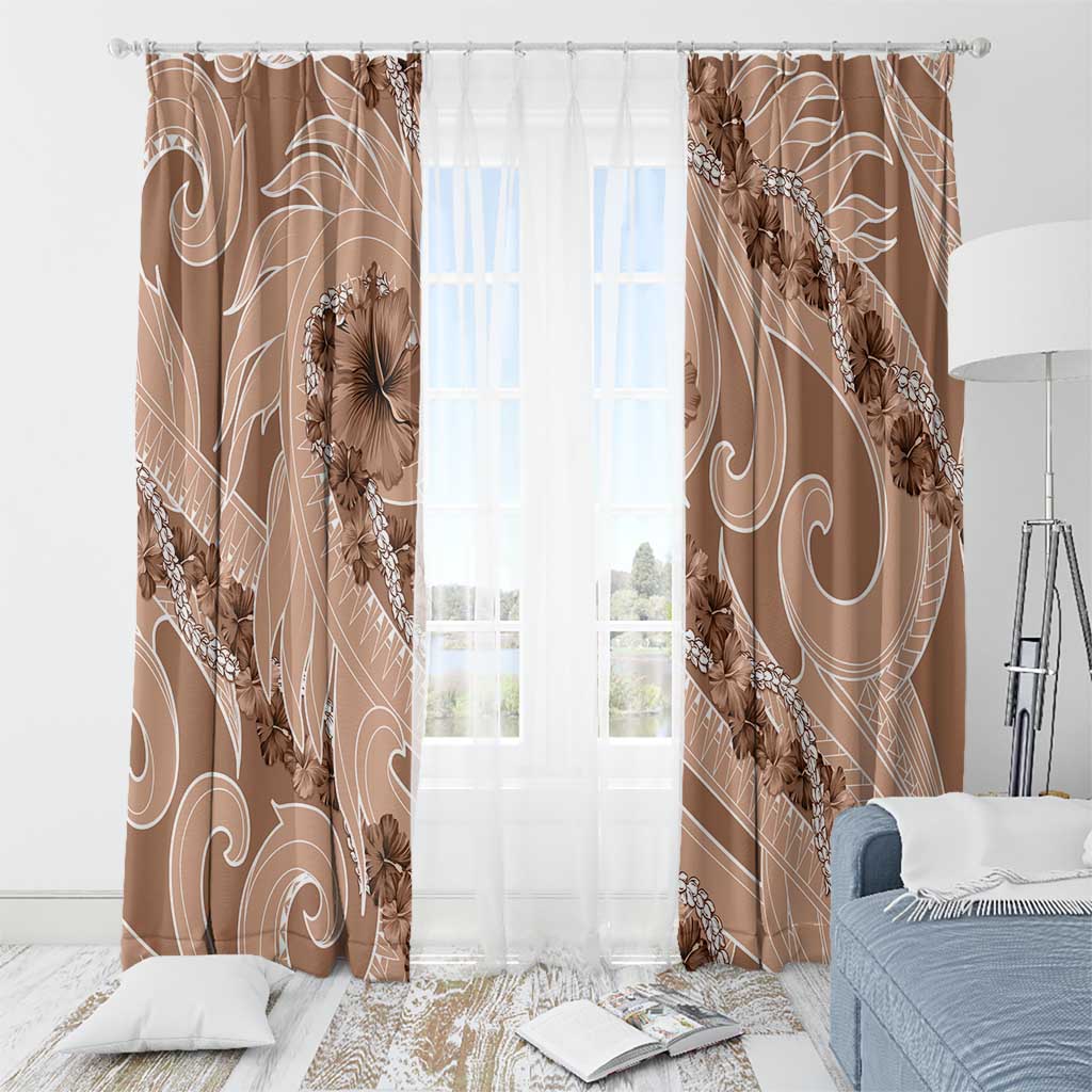 Hawaii Brown Hibiscus Pikake Lei Window Curtain - Polynesian Pride
