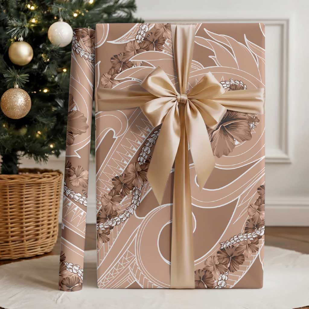 Hawaii Brown Hibiscus Pikake Lei Wrapping Paper - Polynesian Pride