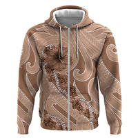 Hawaii Brown Hibiscus Pikake Lei Zip Hoodie - Polynesian Pride