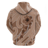 Hawaii Brown Hibiscus Pikake Lei Zip Hoodie - Polynesian Pride