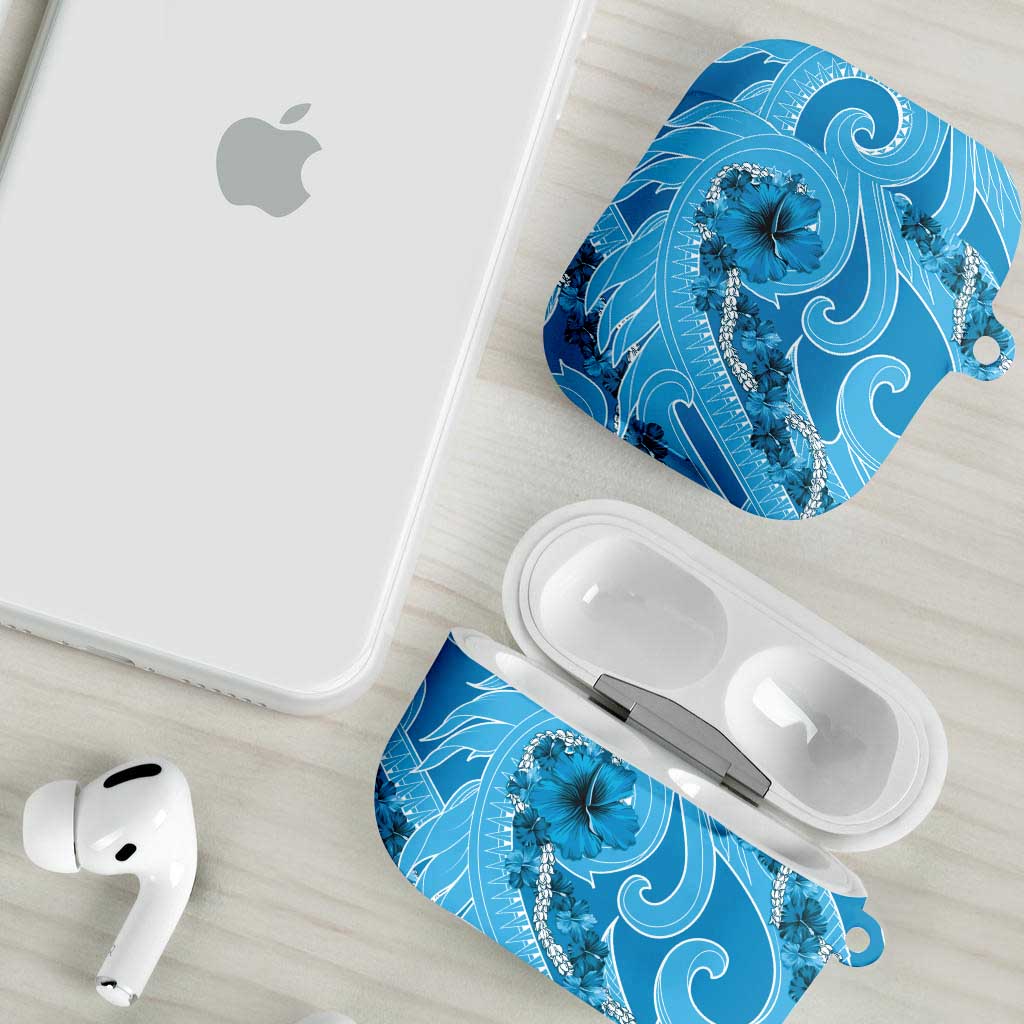 Hawaii Blue Hibiscus Pikake Lei AirPods Case - Polynesian Pride