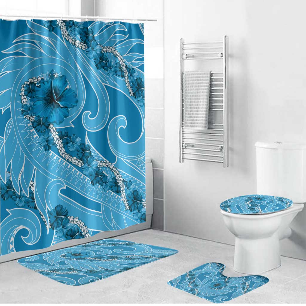Hawaii Blue Hibiscus Pikake Lei Bathroom Set - Polynesian Pride