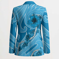 Hawaii Blue Hibiscus Pikake Lei Blazer - Polynesian Pride