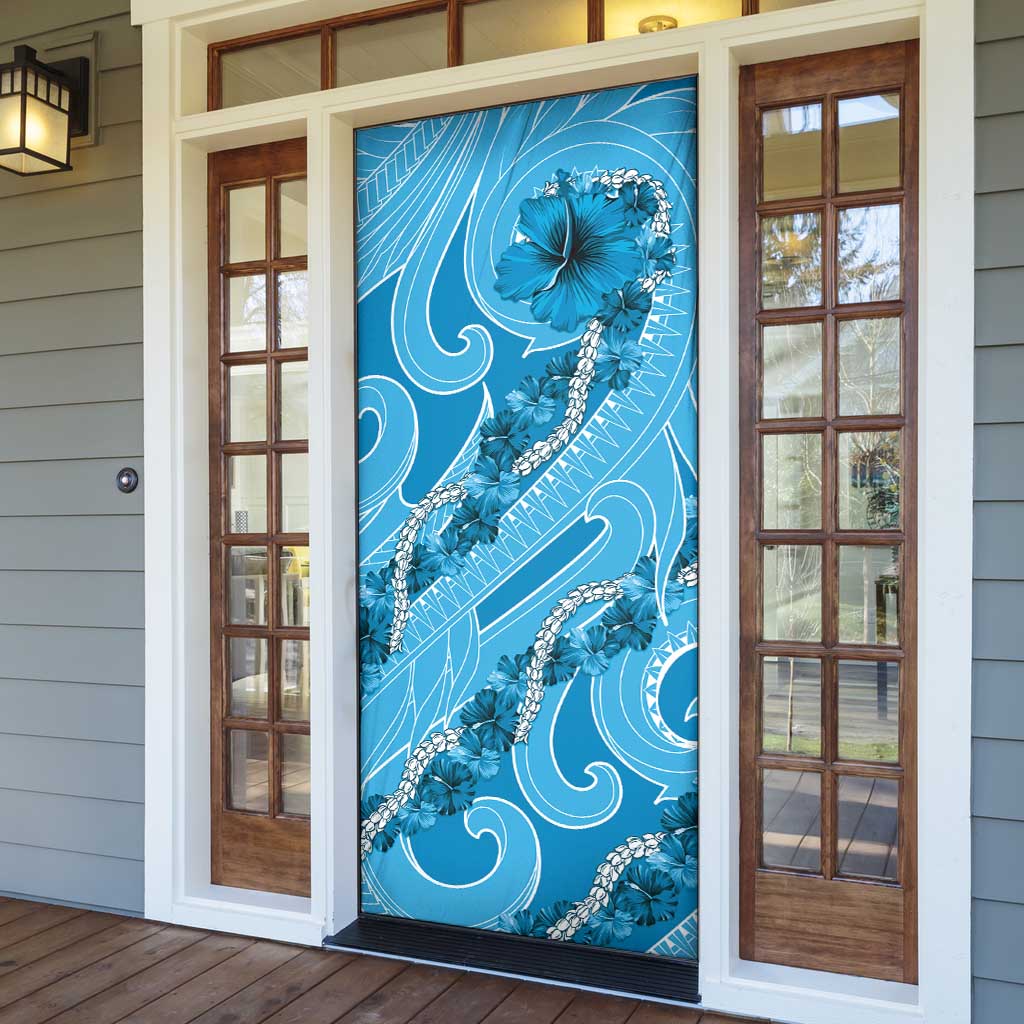Hawaii Blue Hibiscus Pikake Lei Door Cover - Polynesian Pride