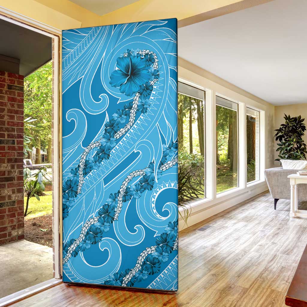 Hawaii Blue Hibiscus Pikake Lei Door Cover - Polynesian Pride