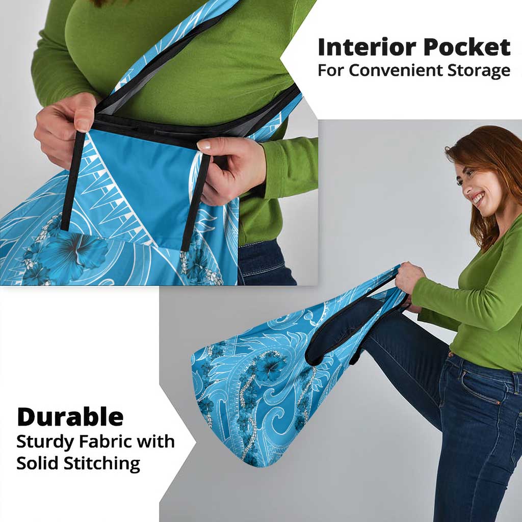 Hawaii Blue Hibiscus Pikake Lei Grocery Bag - Polynesian Pride