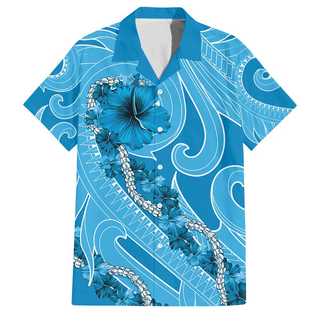 Hawaii Blue Hibiscus Pikake Lei Hawaiian Shirt - Polynesian Pride