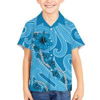 Hawaii Blue Hibiscus Pikake Lei Hawaiian Shirt - Polynesian Pride