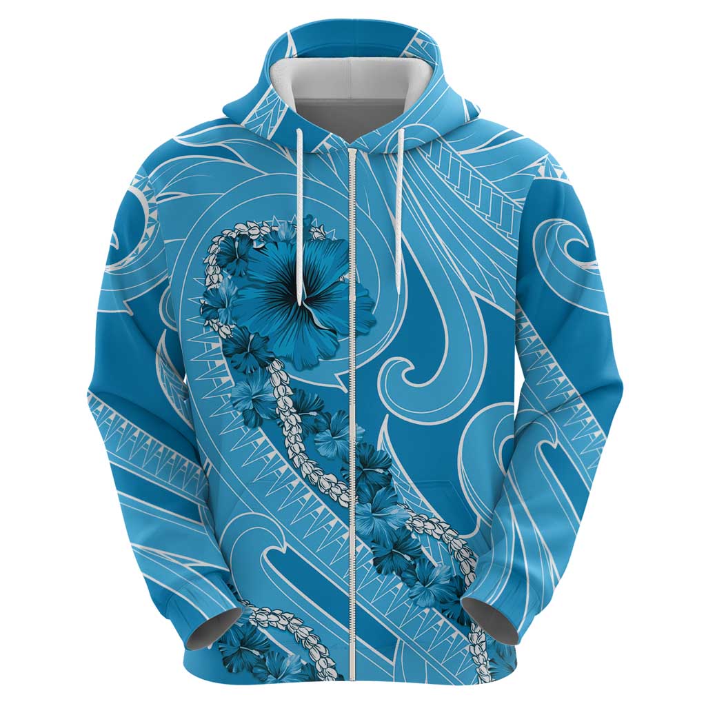 Hawaii Blue Hibiscus Pikake Lei Hoodie - Polynesian Pride