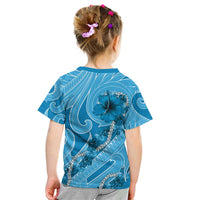 Hawaii Blue Hibiscus Pikake Lei Kid T Shirt - Polynesian Pride