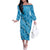 Hawaii Blue Hibiscus Pikake Lei Off The Shoulder Long Sleeve Dress - Polynesian Pride