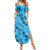 Hawaii Blue Hibiscus Pikake Lei Summer Maxi Dress - Polynesian Pride