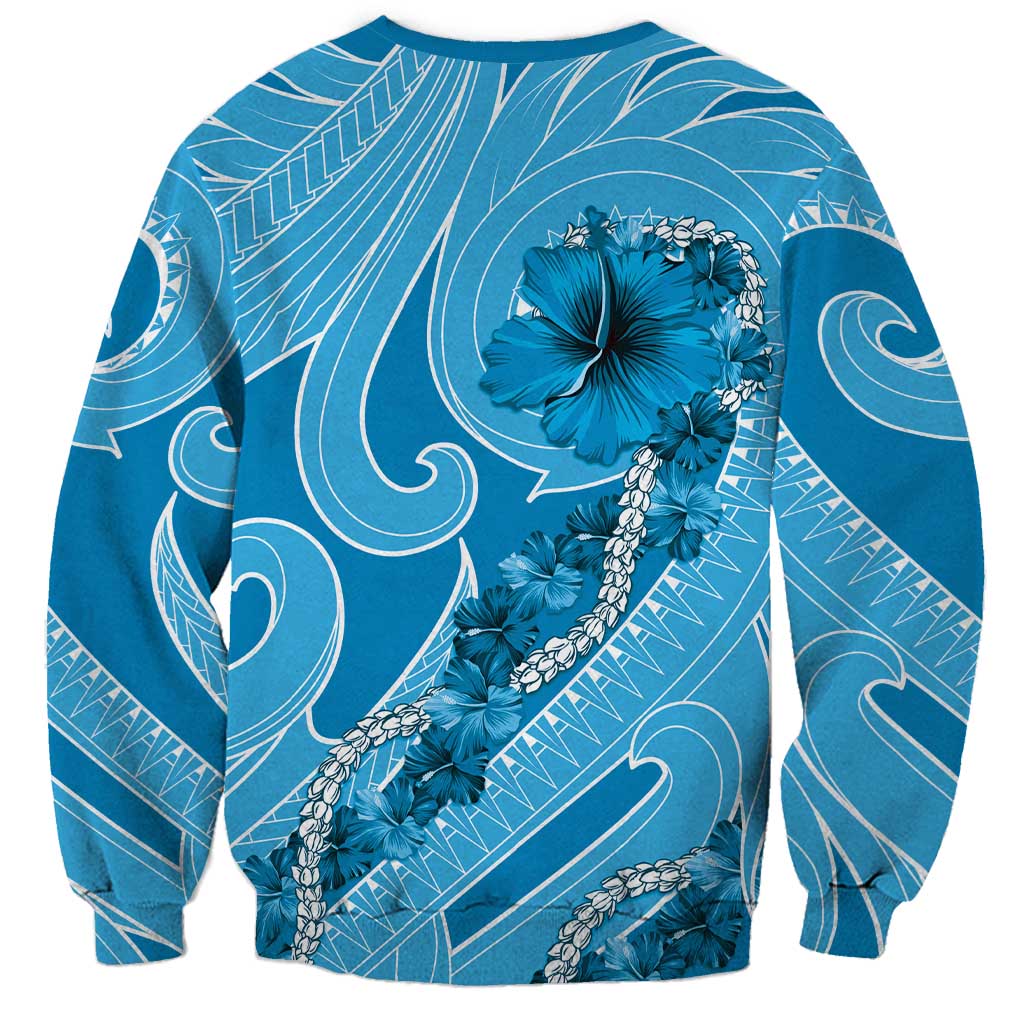 Hawaii Blue Hibiscus Pikake Lei Sweatshirt - Polynesian Pride