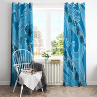Hawaii Blue Hibiscus Pikake Lei Window Curtain - Polynesian Pride