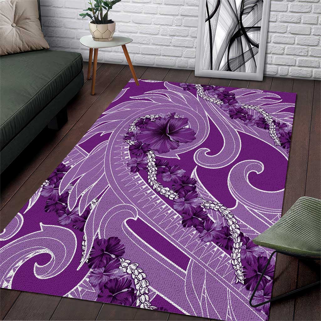 Hawaii Violet Hibiscus Pikake Lei Area Rug - Polynesian Pride