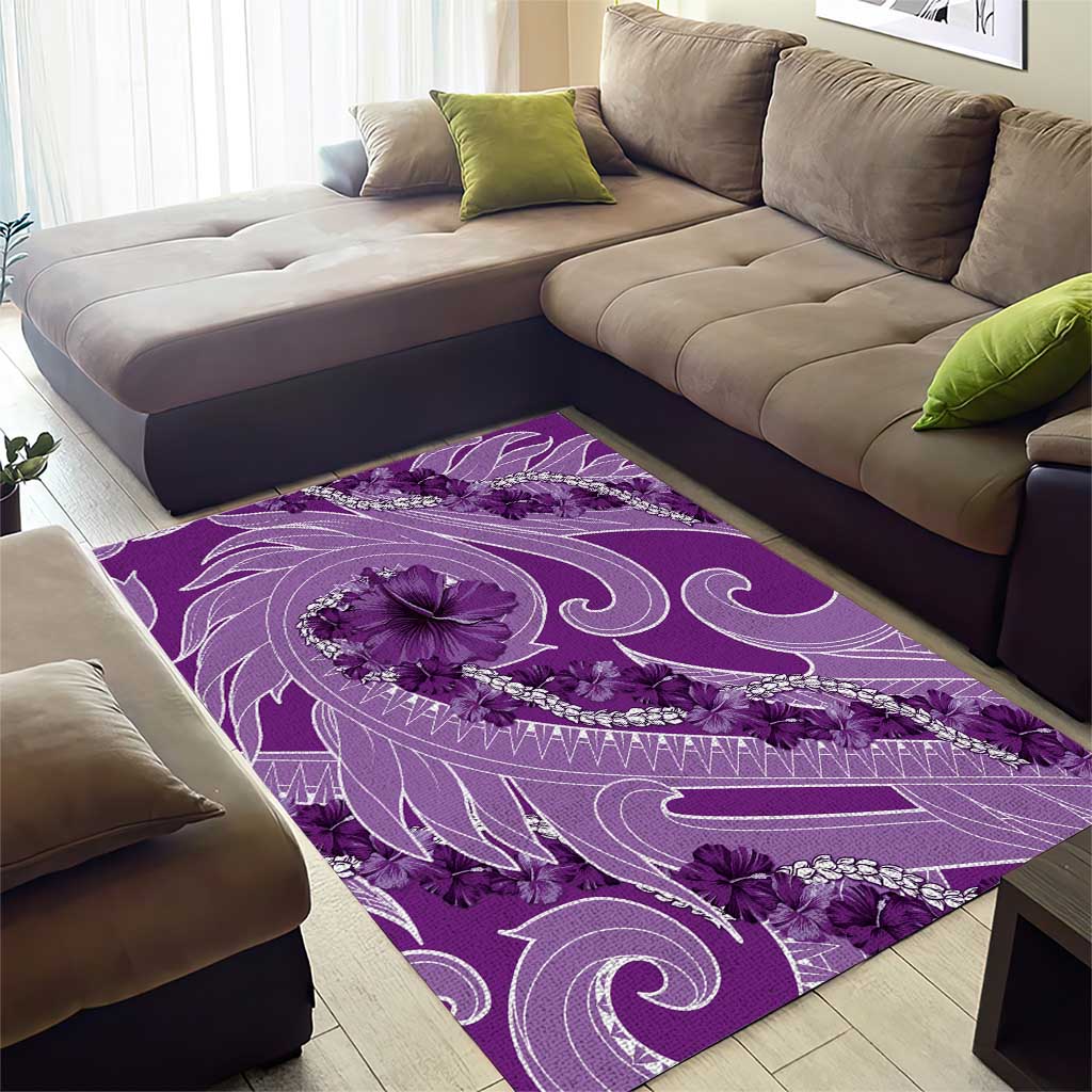 Hawaii Violet Hibiscus Pikake Lei Area Rug - Polynesian Pride