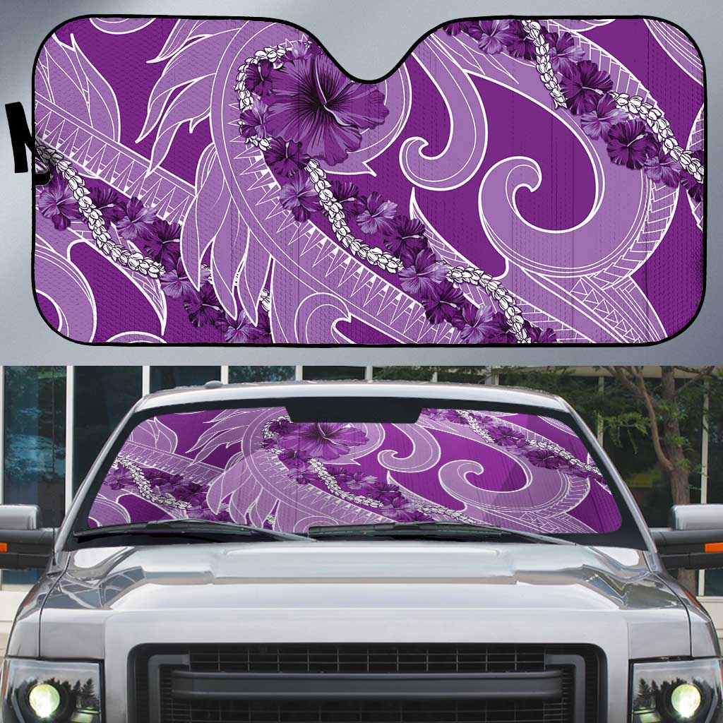 Hawaii Violet Hibiscus Pikake Lei Auto Sun Shade - Polynesian Pride