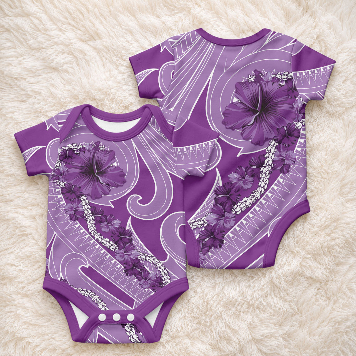Hawaii Violet Hibiscus Pikake Lei Baby Onesie LT05 - Polynesian Pride