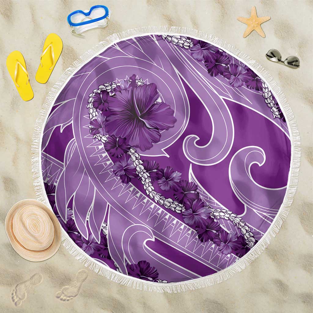 Hawaii Violet Hibiscus Pikake Lei Beach Blanket - Polynesian Pride