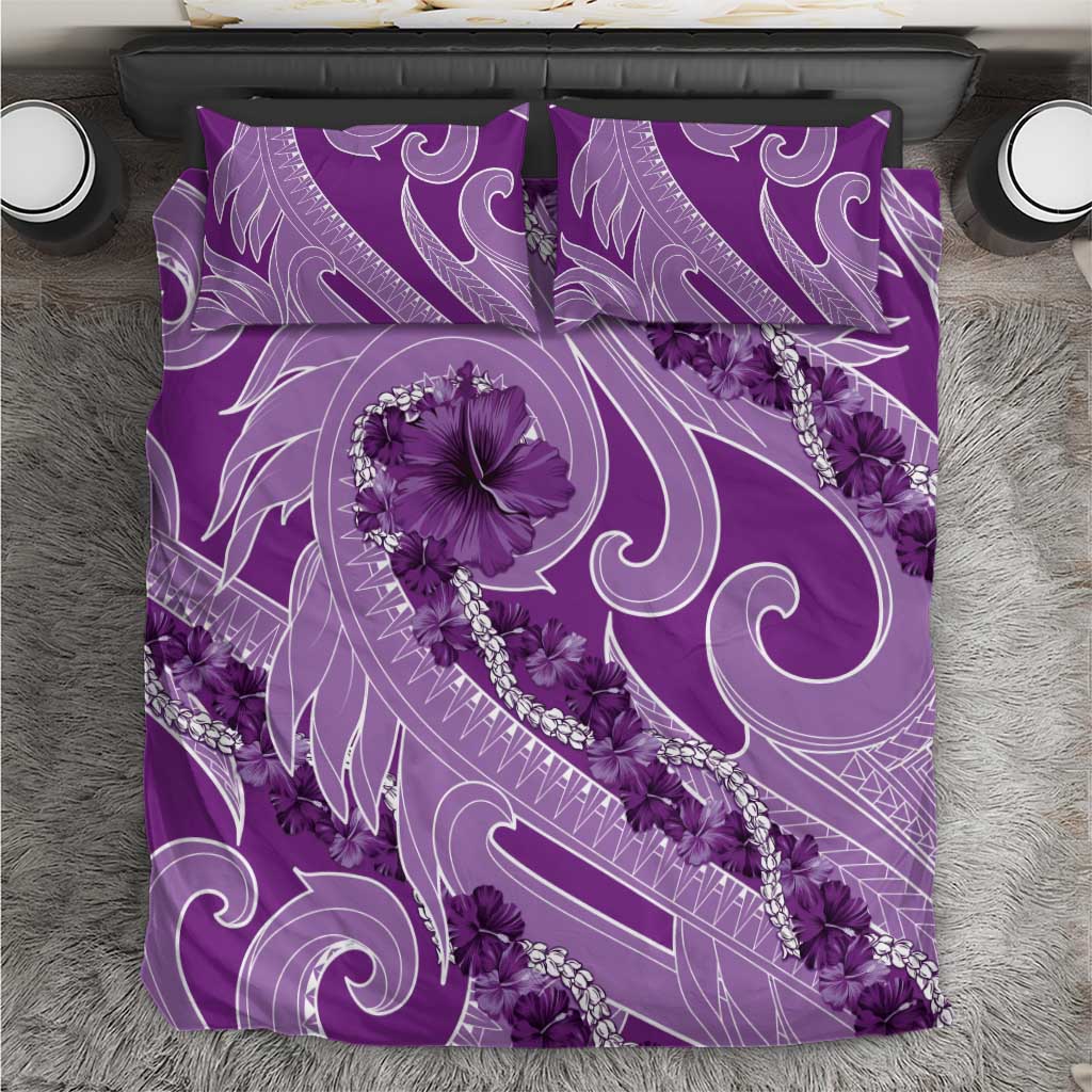 Hawaii Violet Hibiscus Pikake Lei Bedding Set - Polynesian Pride