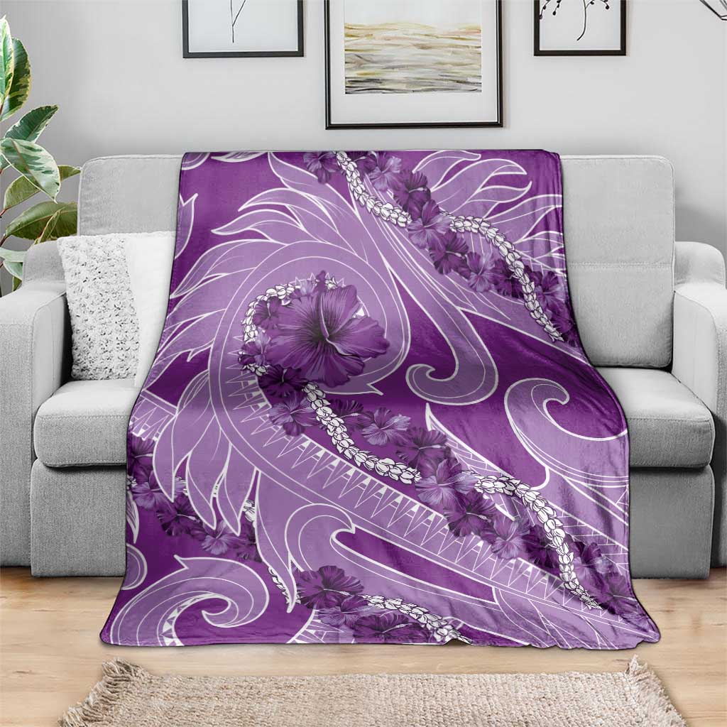 Hawaii Violet Hibiscus Pikake Lei Blanket - Polynesian Pride