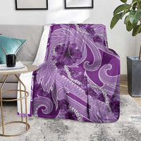 Hawaii Violet Hibiscus Pikake Lei Blanket - Polynesian Pride