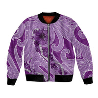 Hawaii Violet Hibiscus Pikake Lei Bomber Jacket - Polynesian Pride