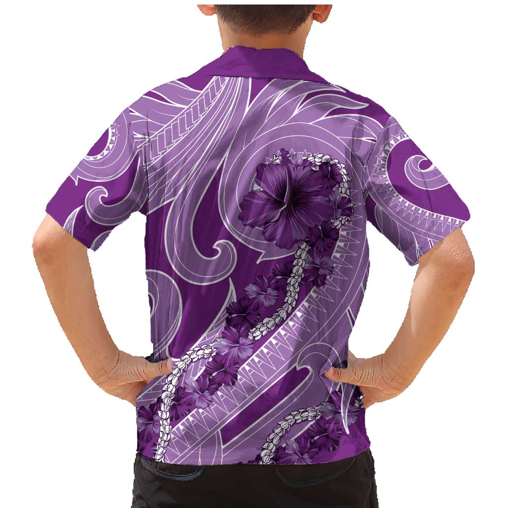Hawaii Violet Hibiscus Pikake Lei Family Matching Mermaid Dress and Hawaiian Shirt LT05 - Polynesian Pride