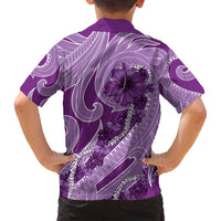 Hawaii Violet Hibiscus Pikake Lei Family Matching Puletasi and Hawaiian Shirt - Polynesian Pride