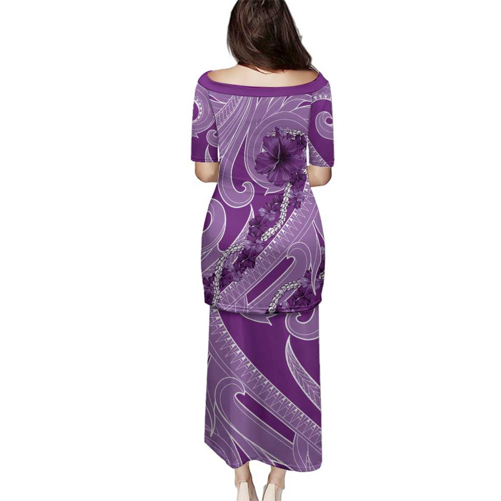 Hawaii Violet Hibiscus Pikake Lei Family Matching Puletasi and Hawaiian Shirt - Polynesian Pride