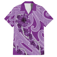 Hawaii Violet Hibiscus Pikake Lei Family Matching Short Sleeve Bodycon Dress and Hawaiian Shirt LT05 Dad's Shirt - Short Sleeve Violet - Polynesian Pride