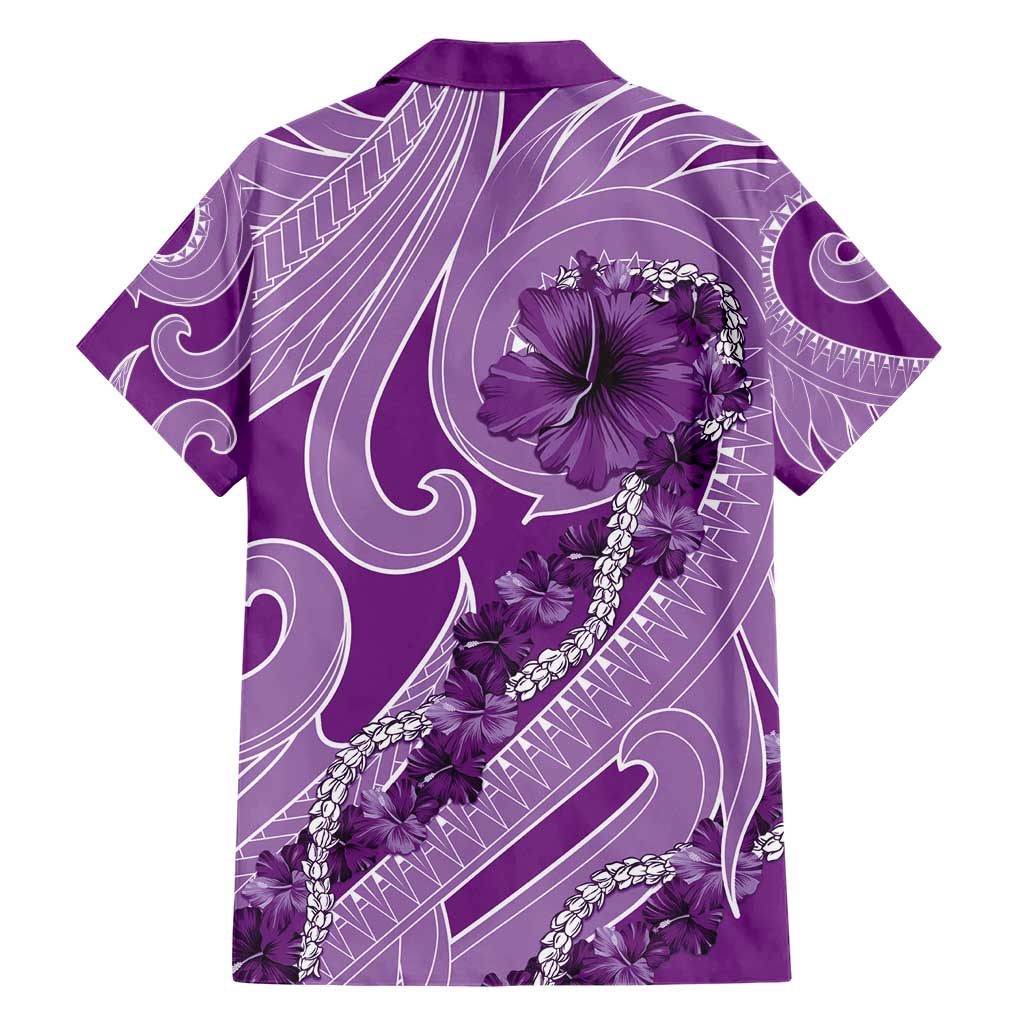 Hawaii Violet Hibiscus Pikake Lei Family Matching Short Sleeve Bodycon Dress and Hawaiian Shirt LT05 - Polynesian Pride