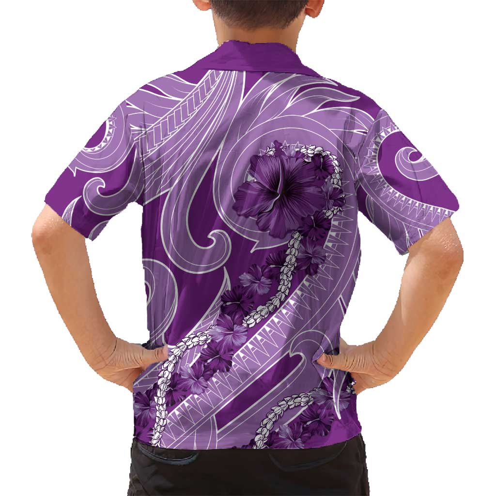 Hawaii Violet Hibiscus Pikake Lei Family Matching Summer Maxi Dress and Hawaiian Shirt - Polynesian Pride