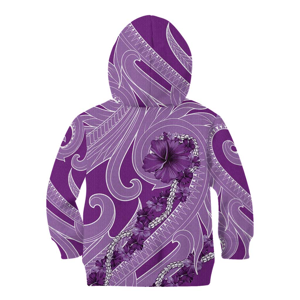 Hawaii Violet Hibiscus Pikake Lei Kid Hoodie - Polynesian Pride