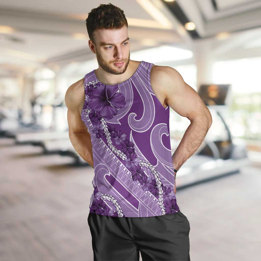 Hawaii Violet Hibiscus Pikake Lei Men Tank Top - Polynesian Pride