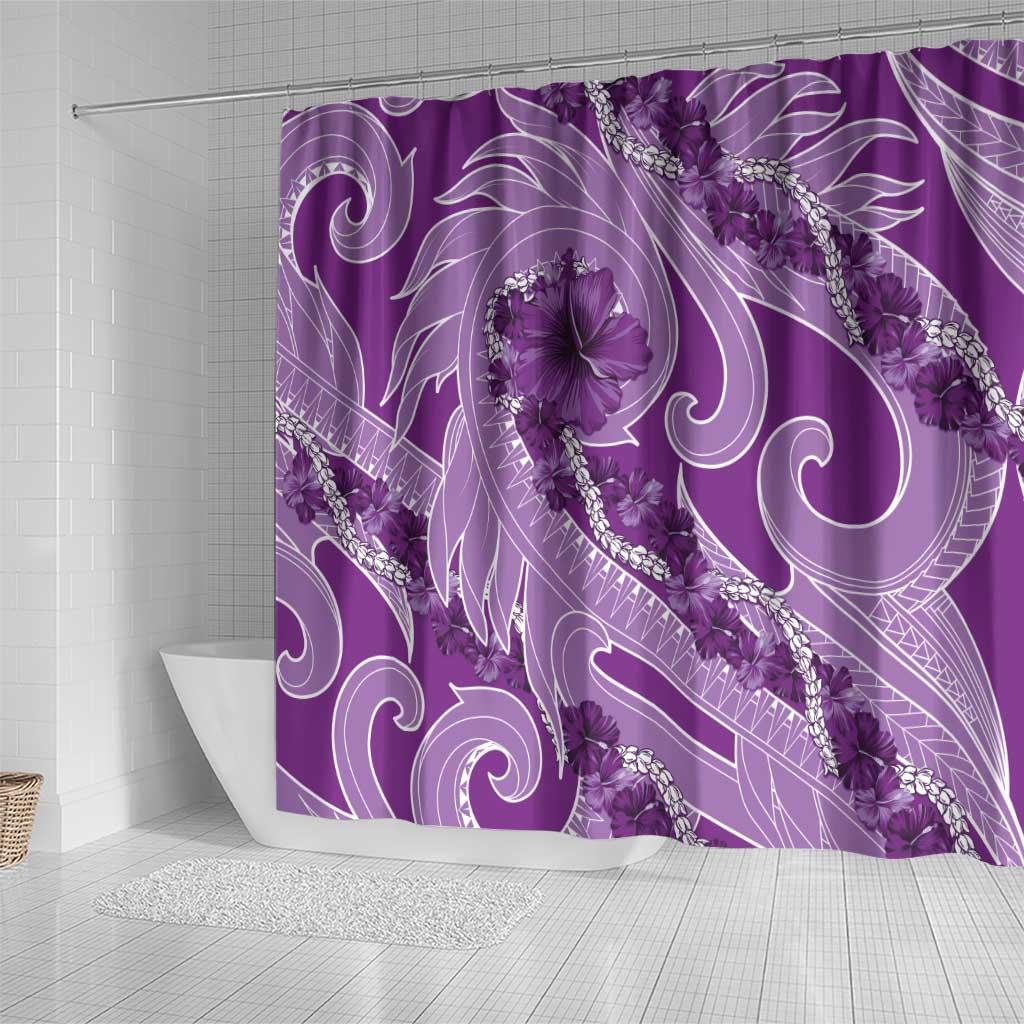 Hawaii Violet Hibiscus Pikake Lei Shower Curtain - Polynesian Pride